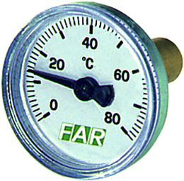 

Термометр FAR 3/8" 0-80°С, зонд 36 мм, O 40 мм, торцевое соединение