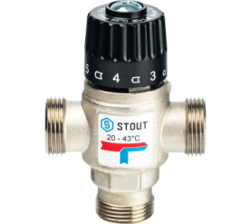 Термостатический смесительный клапан для систем отопления и ГВС 3/4 НР 20-43° STOUT SVM-0020-164320 1