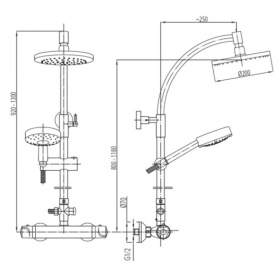 Душевая система LUNA (5716-910-00) с термостатом Armatura KFA 2