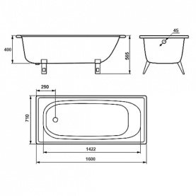 Ванна стальная Estap Classic 160x71 прямоугольная 2