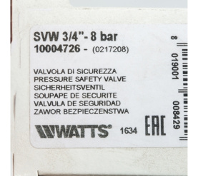 Предохранительный клапан вр 3/4 x 8 бар SVW 8 3/4 Watts 10004726(02.17.208) 6