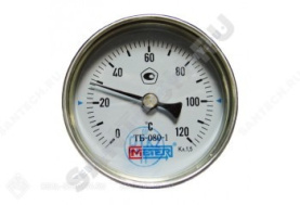 Термометр биметаллический Метер ТБ63 120C Дк 63 L=80 0