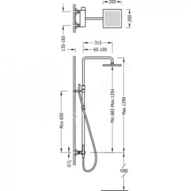 Душевая колонна Cezares PD-CAE-01-Cr с верхним и ручным душем для серий DOLCE и PEONIA 1