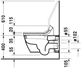 Унитаз подвесной Duravit Durastyle 370x620 мм 2537590000 с вертикальным смывом 2