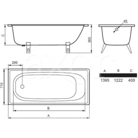 Ванна стальная Estap Classic-A 140x70 прямоугольная 2