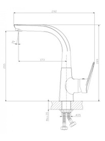 Смеситель одноручный Rossinka (40 мм)  для кухни с высоким литым поворотным изливом, LM Терракот 1