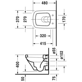 Унитаз подвесной Duravit Durastyle 370x480 мм 2539090000 компактный, с вертикальным смывом, без крепления 1