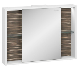 Шкаф зеркальный Белль 100, белый с макассар 0