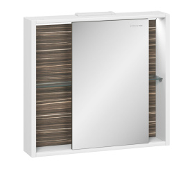 Шкаф зеркальный Белль 80, белый с макассар 0