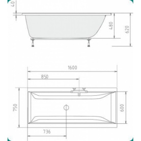 Акриловая ванна Vagnerplast Cavallo 180x80 прямоугольная VPBA180CAV2X-01 1