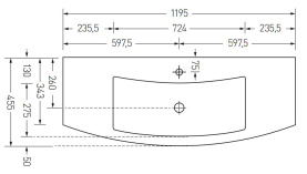 Раковина Акватон SEVIGLIA 120x12 (1195x455) FLOAT ROSSO MET 1