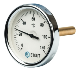 Термометр биметаллический с погружной гильзой. Корпус Dn 80 мм, гильза 75 мм 1 STOUT SIM-0001-807515 0