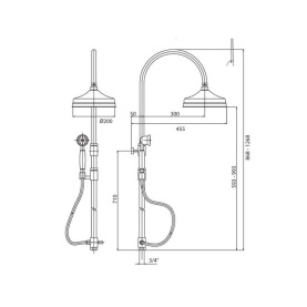 Душевая колонна Cezares ELITE-CAE-03/24-Bi с ручным и верхним душем для смесителя 1