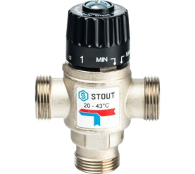 Термостатический смесительный клапан для систем отопления и ГВС 3/4 НР 20-43° STOUT SVM-0020-164320 2