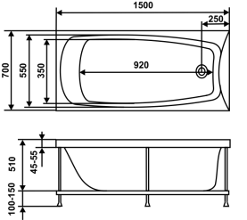 Ванна акриловая Vidima Сириус 160х70 см B155601, белая 3