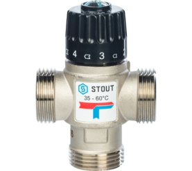 Термостатический смесительный клапан для систем отопления и ГВС 1 НР 35-60°С STOUT SVM-0020-166025 1