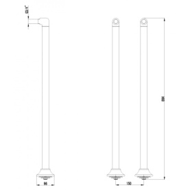 Комплект колонн 2 шт. для установки смесителя на пол ванны, бронза 1