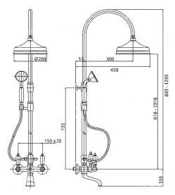 Душевая колонна Cezares FIRST-CVD-03/24-Bi со смесителем для ванны 1