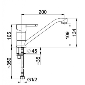 Смеситель GRANAT (5523-914-00) для кухни, повор.изл. 200мм, G12 Armatura KFA 2