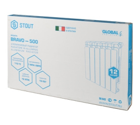 Радиатор алюминиевый боковое подключение STOUT Bravo 500 12 секций SRA-0110-050012 11