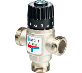 Термостатический смесительный клапан для систем отопления и ГВС 3/4 НР 20-43° STOUT SVM-0020-164320 0
