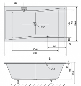 Каркас Alpen 120x70 для прямоугольной ванны металлический 2